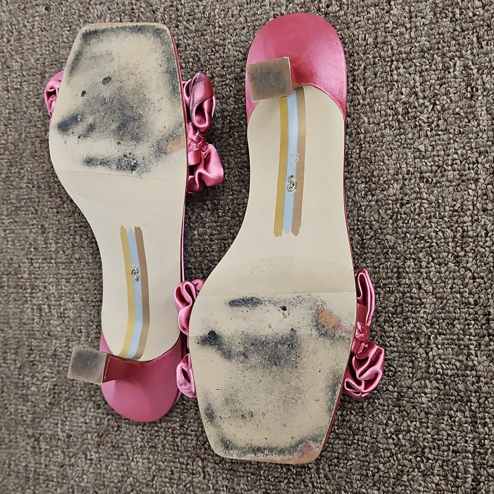 Sam Edelman Kady Carmine Rose Satin Heels Sz 8 Womens - Picture 8 of 8